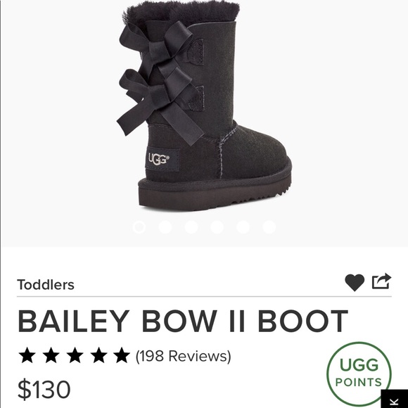 Kids size 8 Ugg boot (Bailey Bow II Boot) - Picture 3 of 4